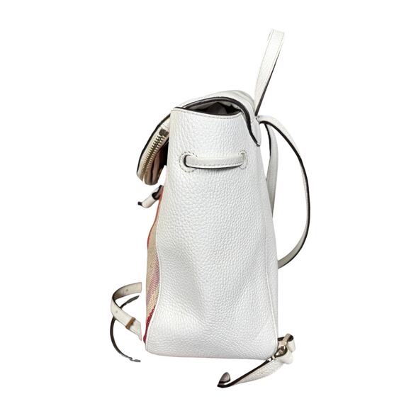 Kate Spade Leila Flap Striped Canvas Backpack Pebbled Leather Pink White main image 11